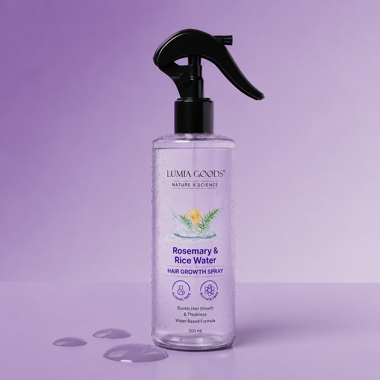 Rosemary Water with Rice Water |100% Natural Extract | Soft & Smooth Hair Non-Greasy & Fast Absorbing | 200 ml