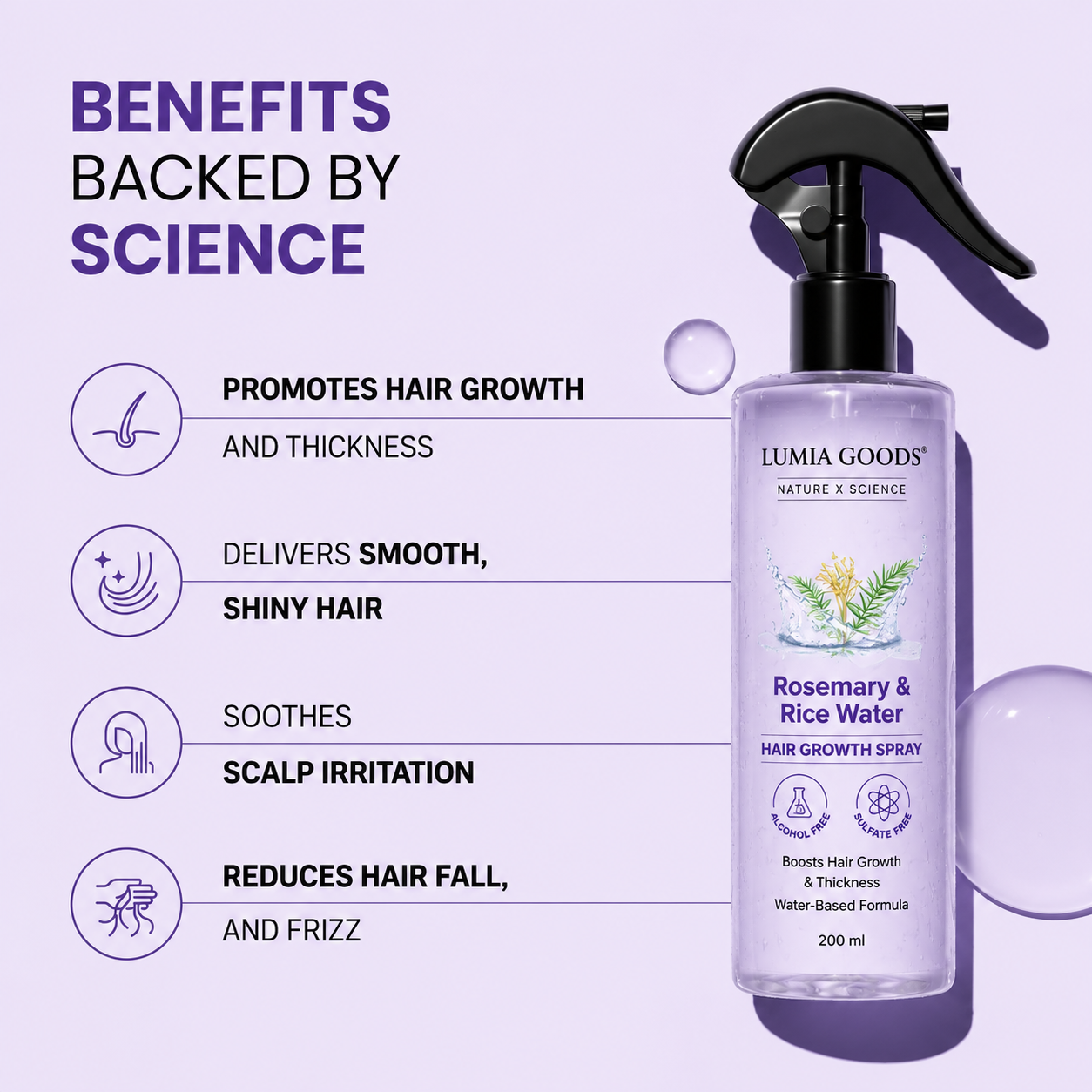Rosemary Water with Rice Water |100% Natural Extract | Soft & Smooth Hair Non-Greasy & Fast Absorbing | 200 ml