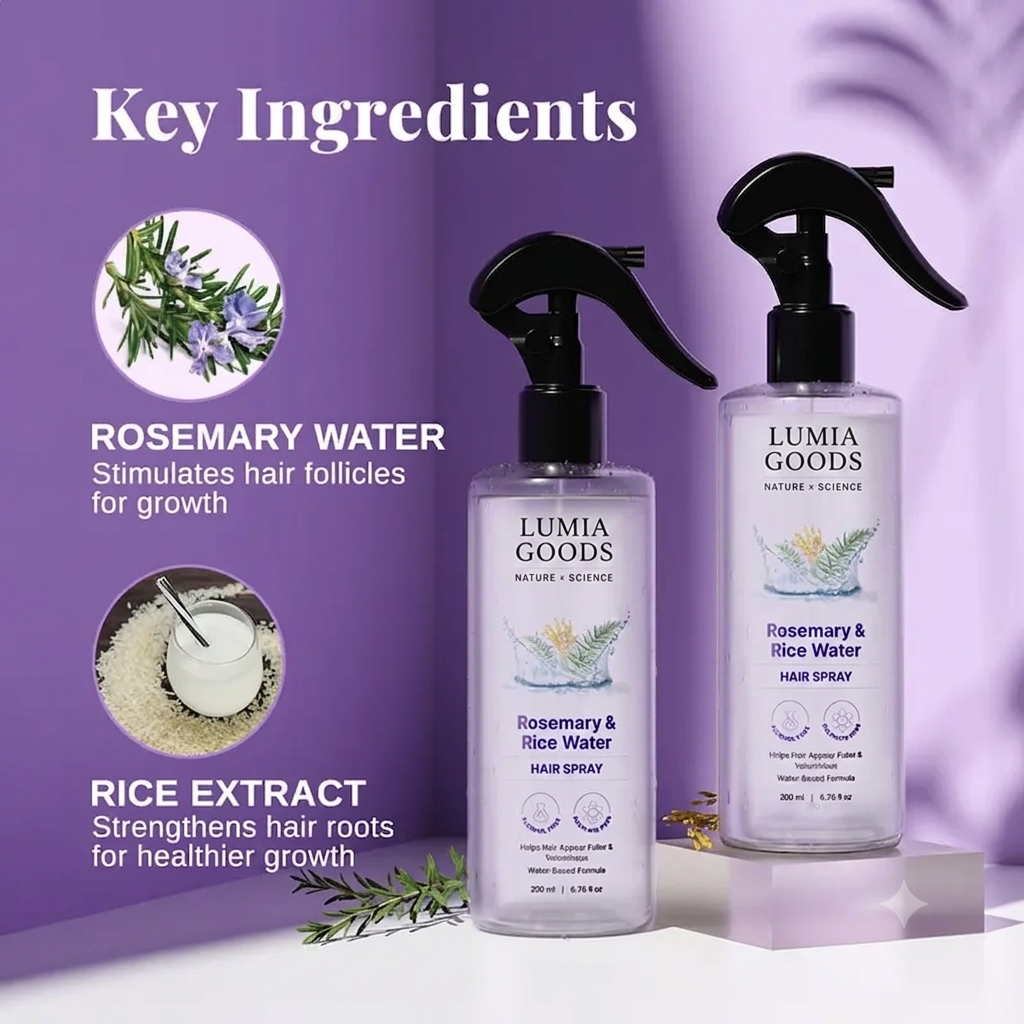 Science Rosemary Water with Rice Water |100% Natural Extract | Soft & Smooth Hair Non-Greasy & Fast Absorbing | 200 ml