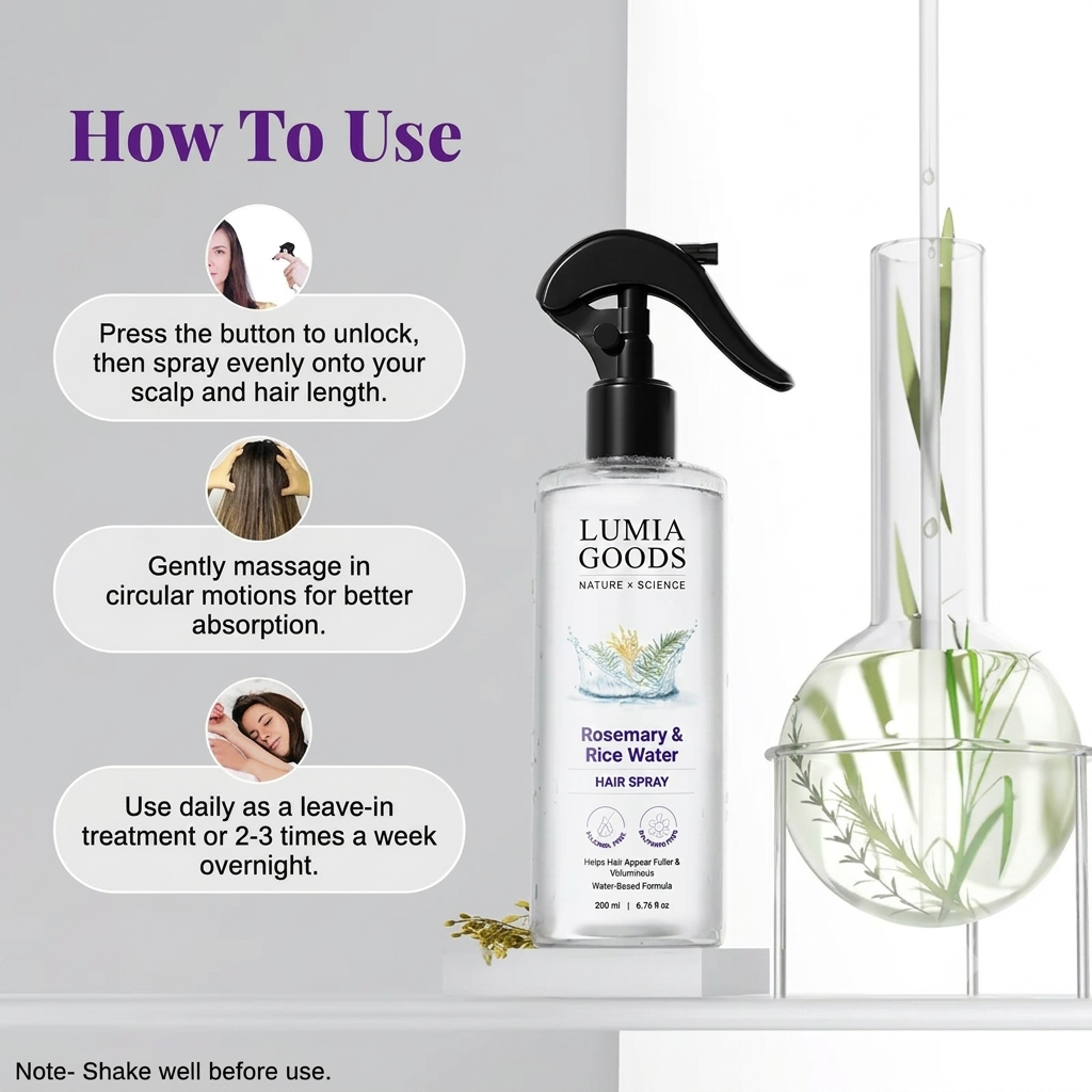 Science Rosemary Water with Rice Water |100% Natural Extract | Soft & Smooth Hair Non-Greasy & Fast Absorbing | 200 ml